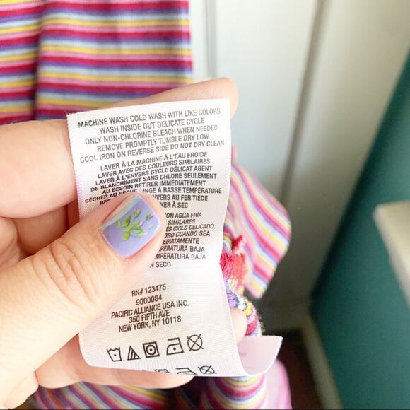 Juicy by Juicy Couture Knit Rainbow Striped Ribbed Midi Dress Side Slit Bodycon - Picture 15 of 15